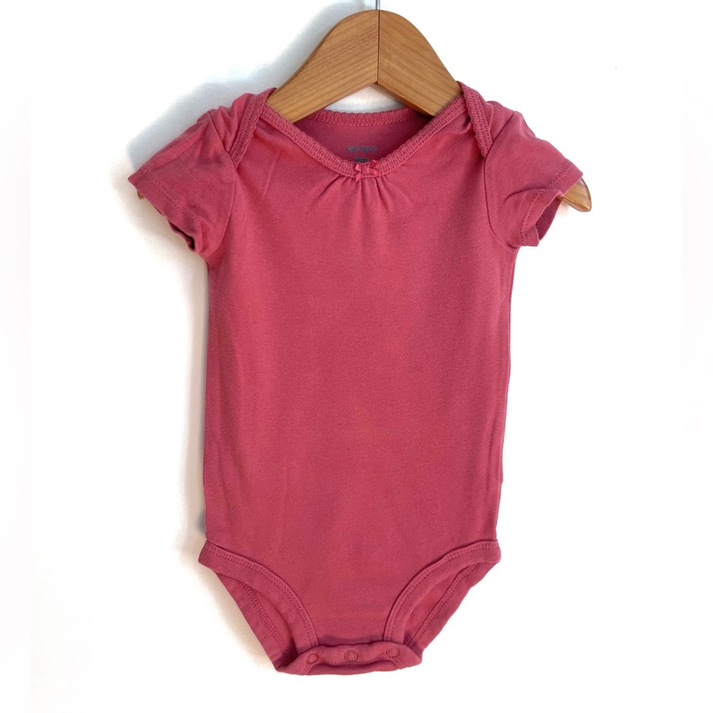 10/$20💥Carter's Deep Rose Pink Onesie Bodysuit, Little Bow, Short Sleeves